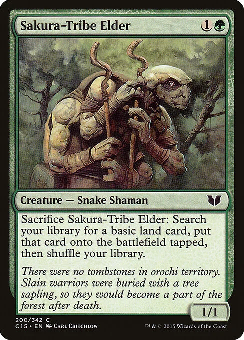 Sakura-Tribe Elder, carta Magic di tipo Creature — Snake Shaman illustrata da Carl Critchlow