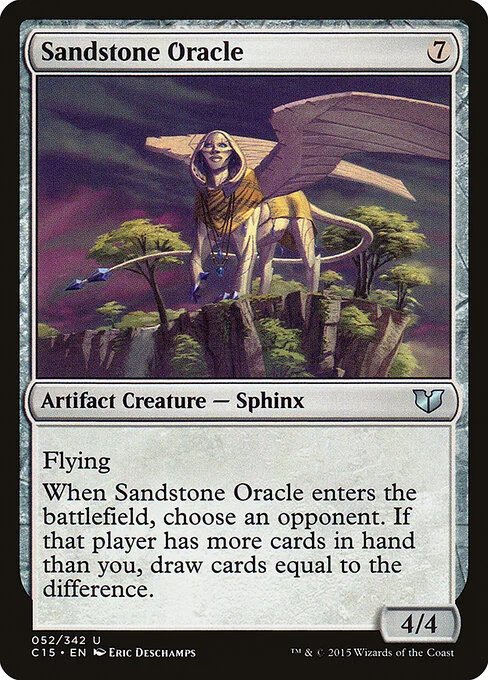 Sandstone Oracle, carta Magic di tipo Artifact Creature — Sphinx illustrata da Eric Deschamps