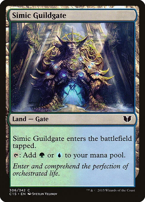Simic Guildgate, carta Magic di tipo Land — Gate illustrata da Svetlin Velinov