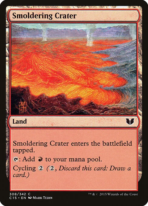 Smoldering Crater, carta Magic di tipo Land illustrata da Mark Tedin