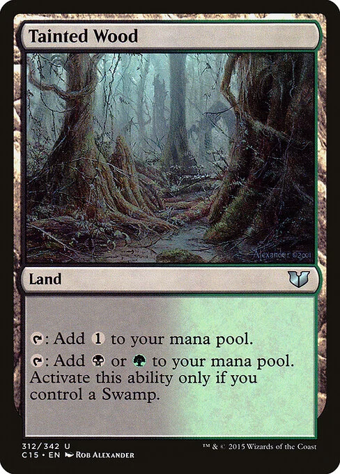Tainted Wood, carta Magic di tipo Land illustrata da Rob Alexander