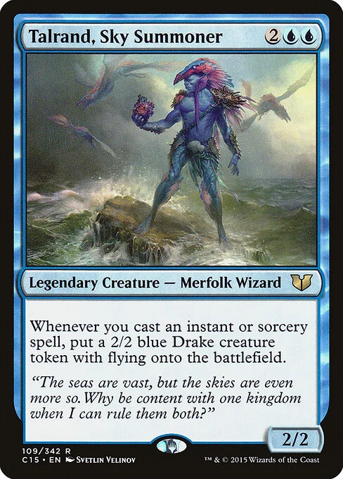 Talrand, Sky Summoner, carta Magic di tipo Legendary Creature — Merfolk Wizard illustrata da Svetlin Velinov