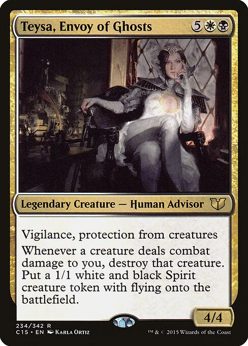 Teysa, Envoy of Ghosts, carta Magic di tipo Legendary Creature — Human Advisor illustrata da Karla Ortiz