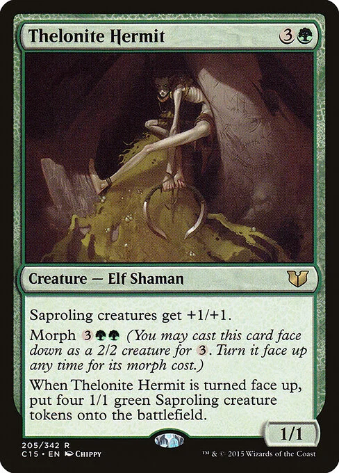 Thelonite Hermit, carta Magic di tipo Creature — Elf Shaman illustrata da Chippy