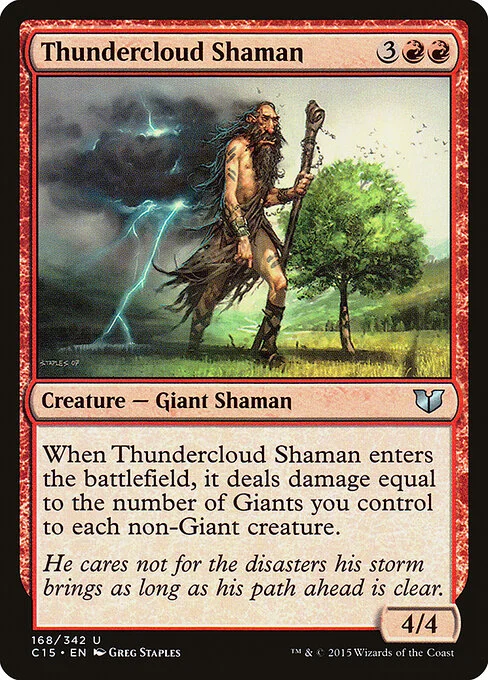 Thundercloud Shaman, carta Magic di tipo Creature — Giant Shaman illustrata da Greg Staples