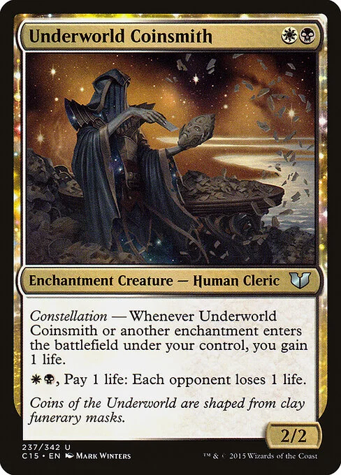 Underworld Coinsmith, carta Magic di tipo Enchantment Creature — Human Cleric illustrata da Mark Winters