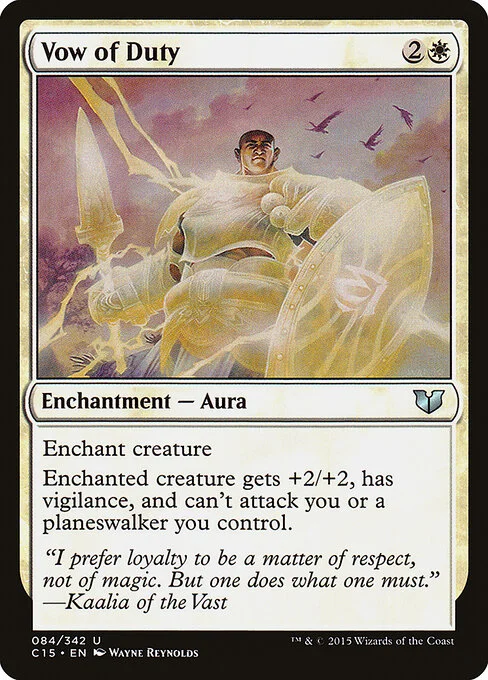 Vow of Duty, carta Magic di tipo Enchantment — Aura illustrata da Wayne Reynolds