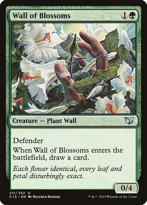 Wall of Blossoms, carta Magic di tipo Creature — Plant Wall illustrata da Heather Hudson