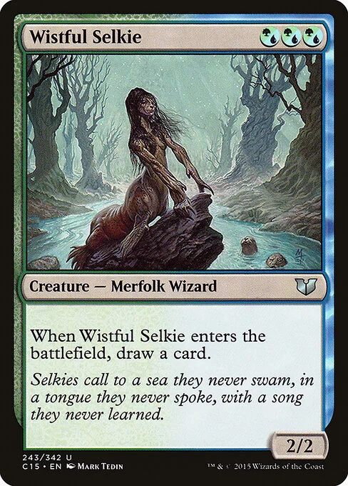 Wistful Selkie, carta Magic di tipo Creature — Merfolk Wizard illustrata da Mark Tedin