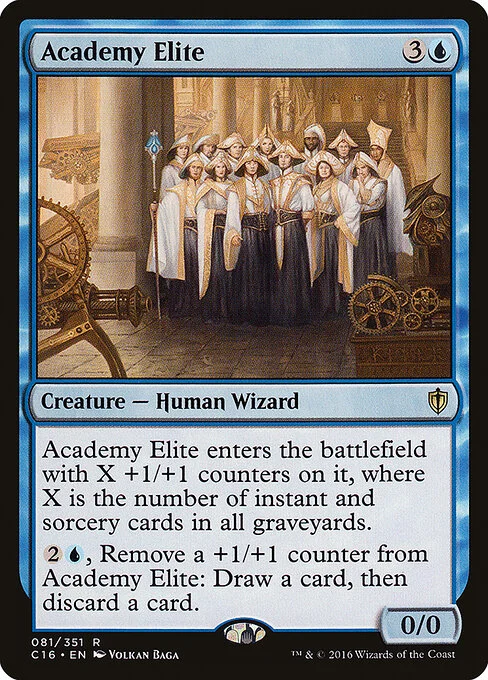 Academy Elite, carta Magic di tipo Creature — Human Wizard illustrata da Volkan Baǵa