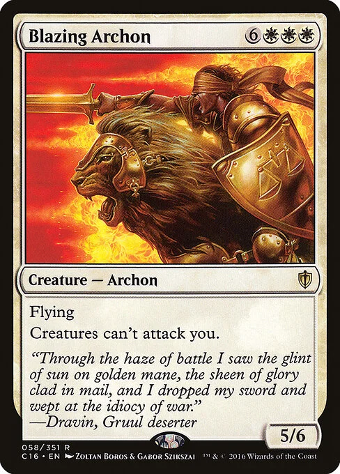 Blazing Archon, carta Magic di tipo Creature — Archon illustrata da Zoltan Boros & Gabor Szikszai