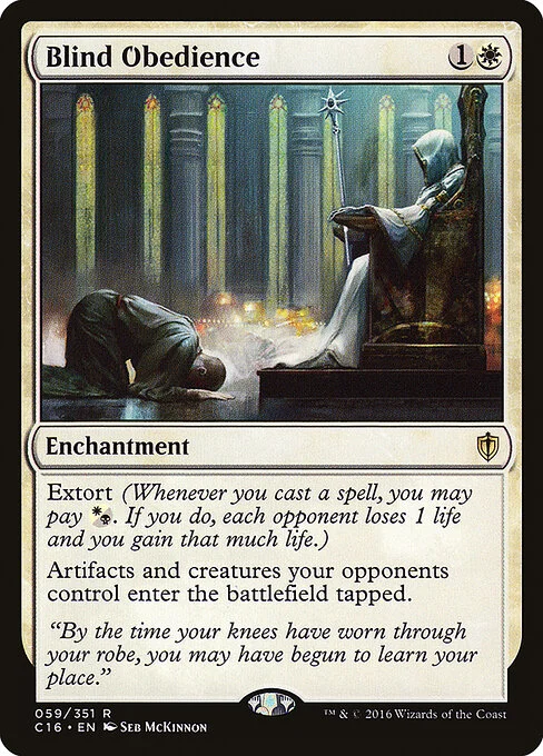Blind Obedience, carta Magic di tipo Enchantment illustrata da Seb McKinnon
