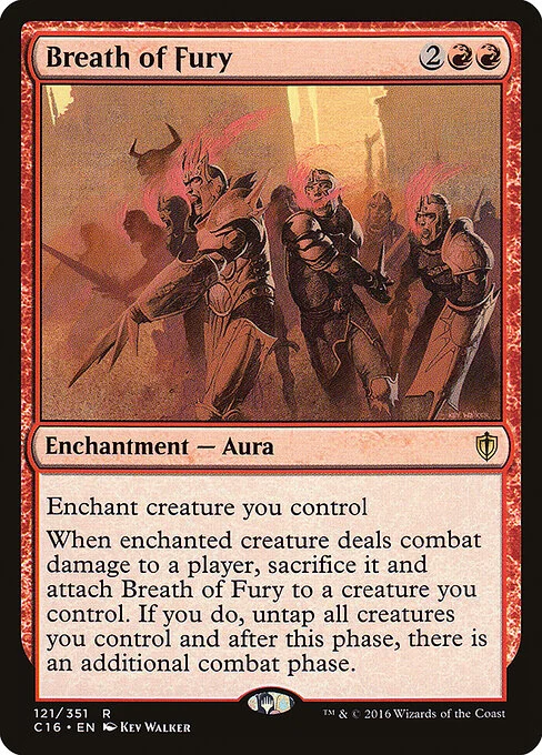 Breath of Fury, carta Magic di tipo Enchantment — Aura illustrata da Kev Walker