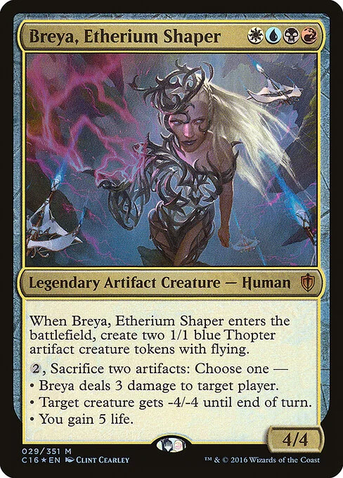 Breya, Etherium Shaper, carta Magic di tipo Legendary Artifact Creature — Human illustrata da Clint Cearley