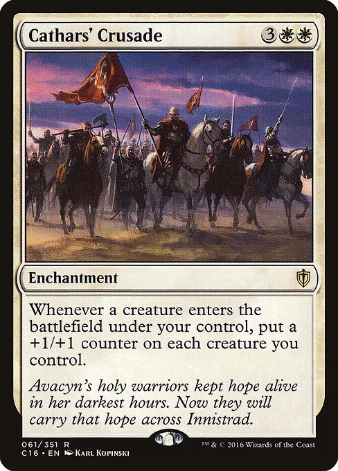 Cathars' Crusade, carta Magic di tipo Enchantment illustrata da Karl Kopinski