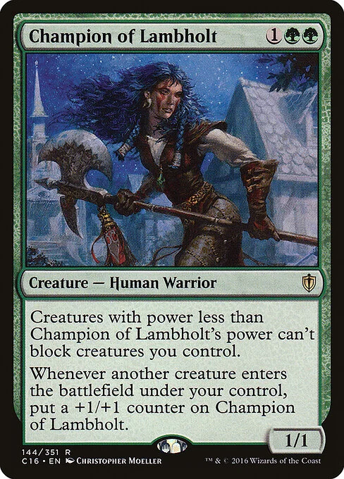 Champion of Lambholt, carta Magic di tipo Creature — Human Warrior illustrata da Christopher Moeller