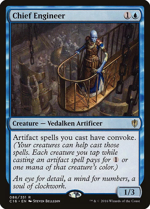 Chief Engineer, carta Magic di tipo Creature — Vedalken Artificer illustrata da Steven Belledin