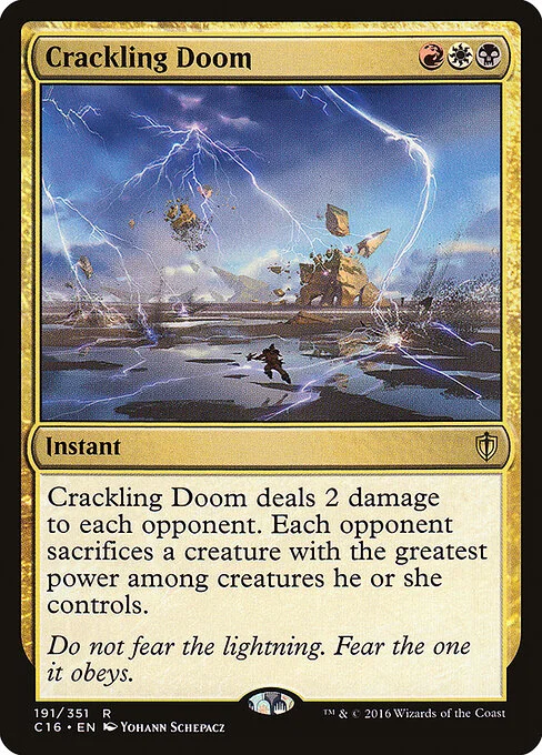 Crackling Doom, carta Magic di tipo Instant illustrata da Yohann Schepacz
