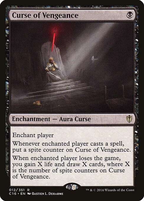 Curse of Vengeance, carta Magic di tipo Enchantment — Aura Curse illustrata da Bastien L. Deharme