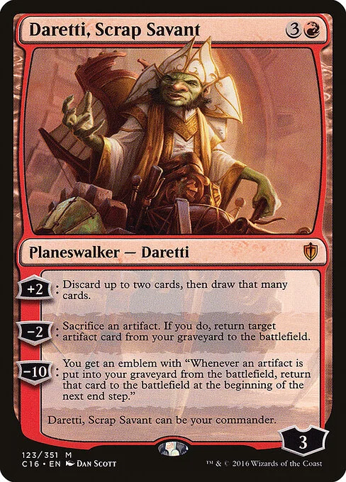 Daretti, Scrap Savant, carta Magic di tipo Legendary Planeswalker — Daretti illustrata da Dan Murayama Scott