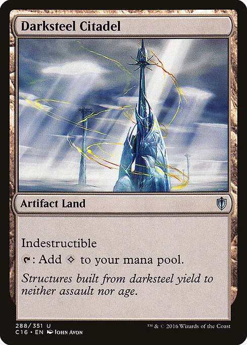 Darksteel Citadel, carta Magic di tipo Artifact Land illustrata da John Avon