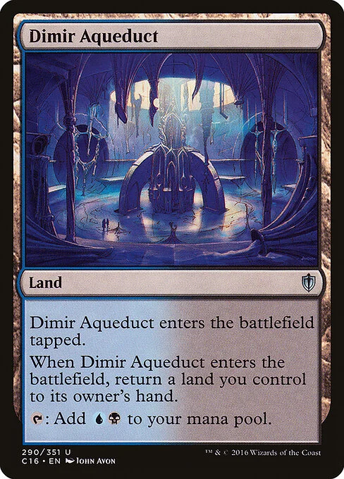 Dimir Aqueduct, carta Magic di tipo Land illustrata da John Avon