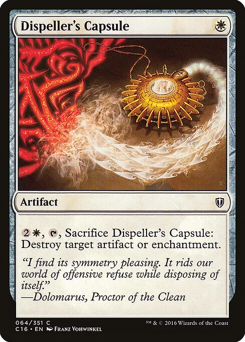 Dispeller's Capsule, carta Magic di tipo Artifact illustrata da Franz Vohwinkel