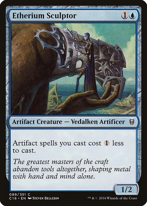 Etherium Sculptor, carta Magic di tipo Artifact Creature — Vedalken Artificer illustrata da Steven Belledin