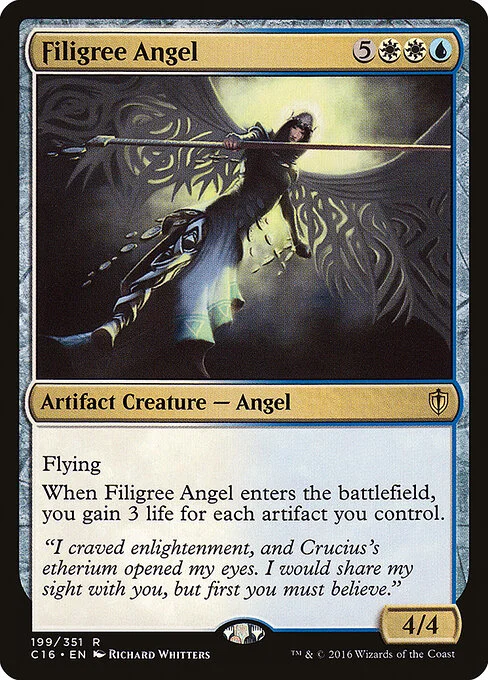 Filigree Angel, carta Magic di tipo Artifact Creature — Angel illustrata da Richard Whitters