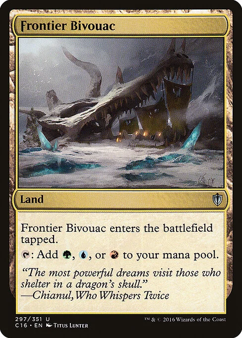 Frontier Bivouac, carta Magic di tipo Land illustrata da Titus Lunter