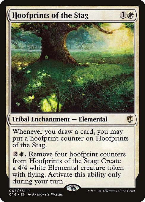 Hoofprints of the Stag, carta Magic di tipo Kindred Enchantment — Elemental illustrata da Anthony S. Waters