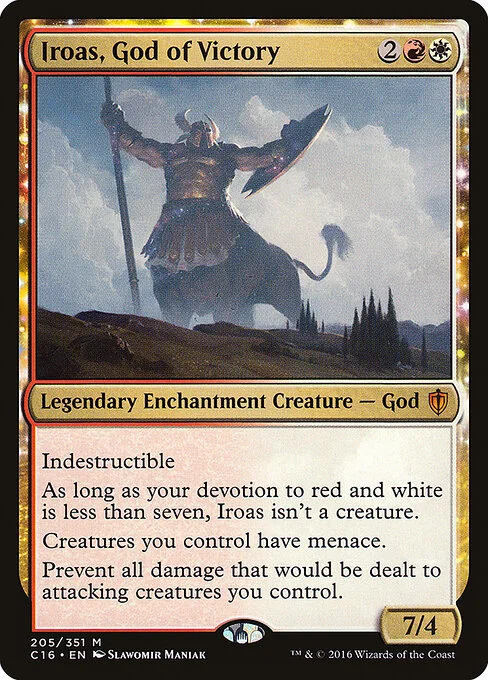 Iroas, God of Victory, carta Magic di tipo Legendary Enchantment Creature — God illustrata da Slawomir Maniak