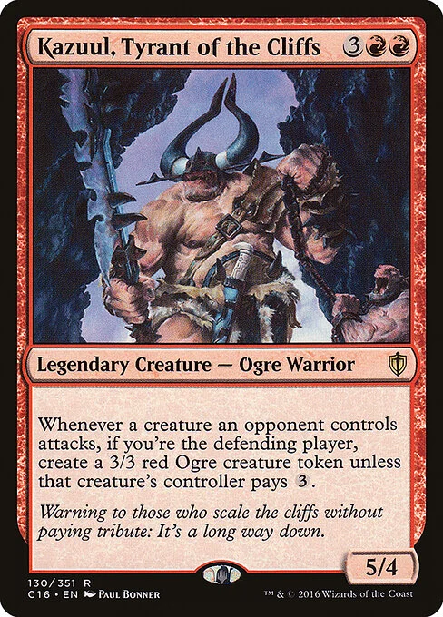 Kazuul, Tyrant of the Cliffs, carta Magic di tipo Legendary Creature — Ogre Warrior illustrata da Paul Bonner