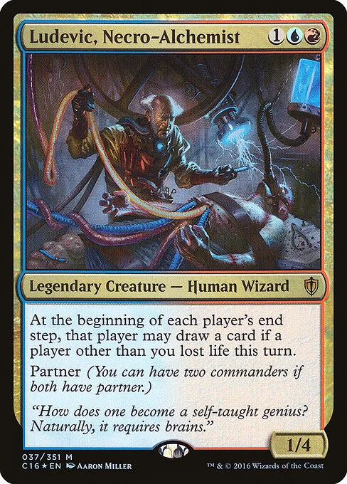 Ludevic, Necro-Alchemist, carta Magic di tipo Legendary Creature — Human Wizard illustrata da Aaron Miller
