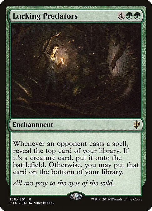 Lurking Predators, carta Magic di tipo Enchantment illustrata da Mike Bierek