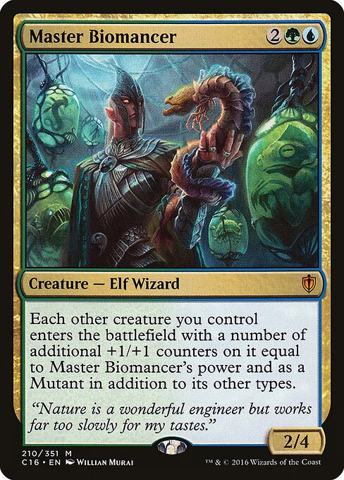 Master Biomancer, carta Magic di tipo Creature — Elf Wizard illustrata da Willian Murai
