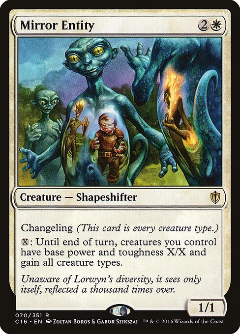 Mirror Entity, carta Magic di tipo Creature — Shapeshifter illustrata da Zoltan Boros & Gabor Szikszai