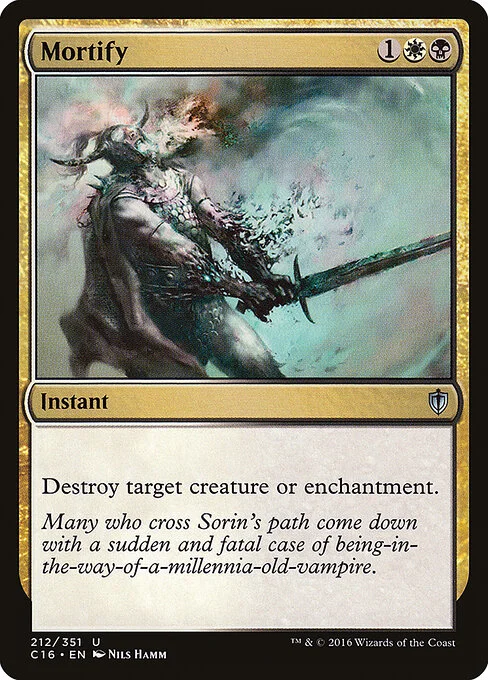 Mortify, carta Magic di tipo Instant illustrata da Nils Hamm