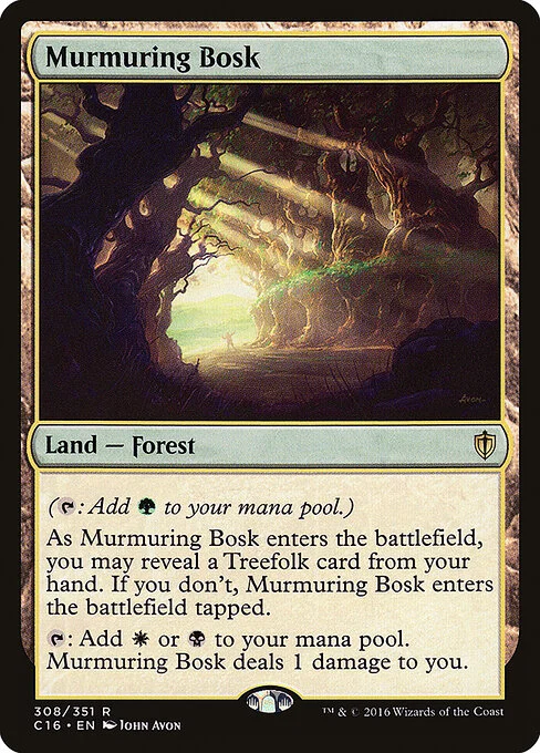 Murmuring Bosk, carta Magic di tipo Land — Forest illustrata da John Avon