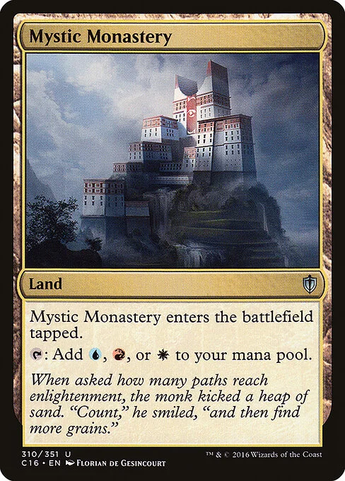 Mystic Monastery, carta Magic di tipo Land illustrata da Florian de Gesincourt