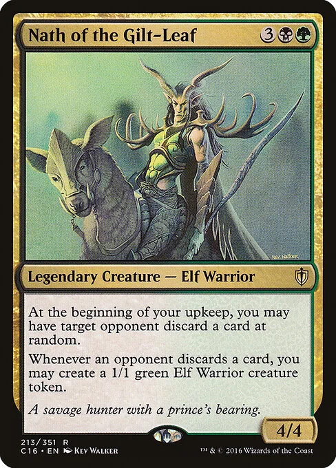 Nath of the Gilt-Leaf, carta Magic di tipo Legendary Creature — Elf Warrior illustrata da Kev Walker