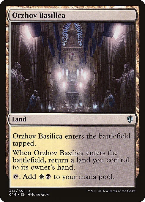 Orzhov Basilica, carta Magic di tipo Land illustrata da John Avon