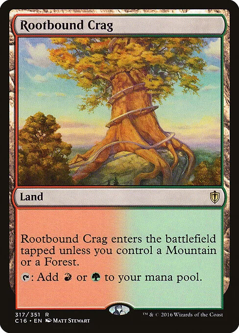 Rootbound Crag, carta Magic di tipo Land illustrata da Matt Stewart