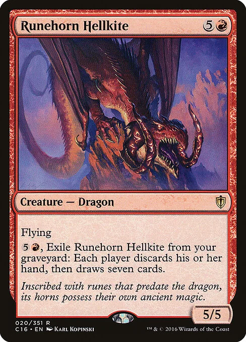 Runehorn Hellkite, carta Magic di tipo Creature — Dragon illustrata da Karl Kopinski
