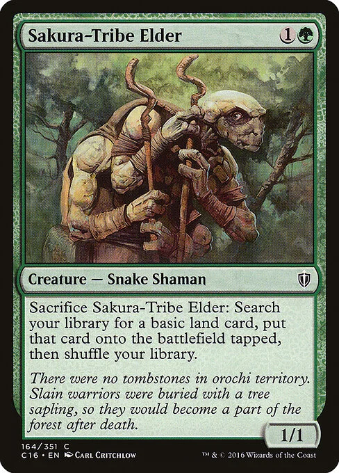 Sakura-Tribe Elder, carta Magic di tipo Creature — Snake Shaman illustrata da Carl Critchlow