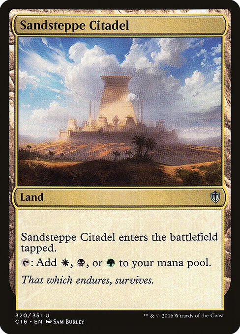 Sandsteppe Citadel, carta Magic di tipo Land illustrata da Sam Burley