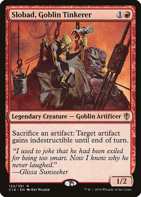 Slobad, Goblin Tinkerer, carta Magic di tipo Legendary Creature — Goblin Artificer illustrata da Kev Walker