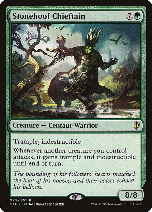Stonehoof Chieftain, carta Magic di tipo Creature — Centaur Warrior illustrata da Tomasz Jedruszek