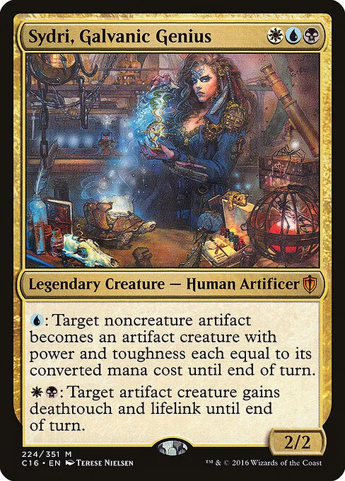 Sydri, Galvanic Genius, carta Magic di tipo Legendary Creature — Human Artificer illustrata da Terese Nielsen