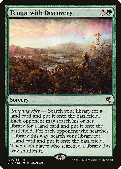 Tempt with Discovery, carta Magic di tipo Sorcery illustrata da William Wu